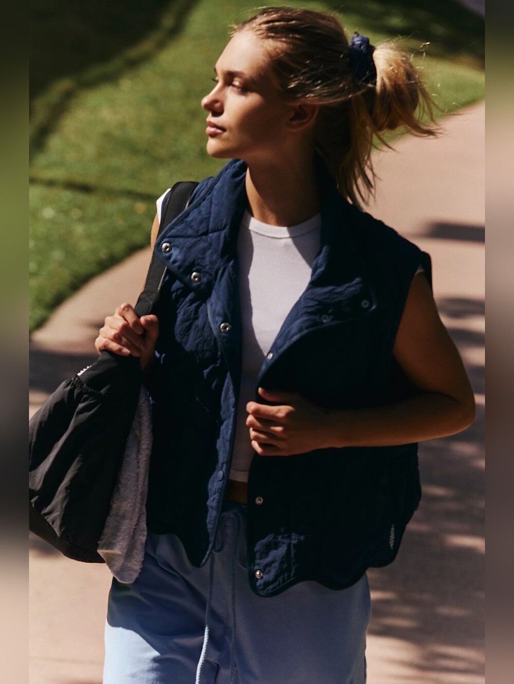 Free People Movement Quinn Quilted Puffer Vest Sz Xl Midnight Navy NWT MSRP $128
